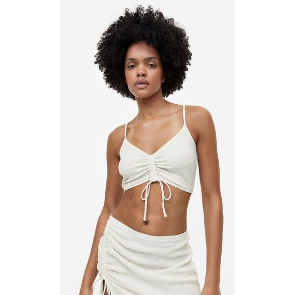 H&M Top plażowy ze sznurkiem do ściągania - 1160304001 Biały