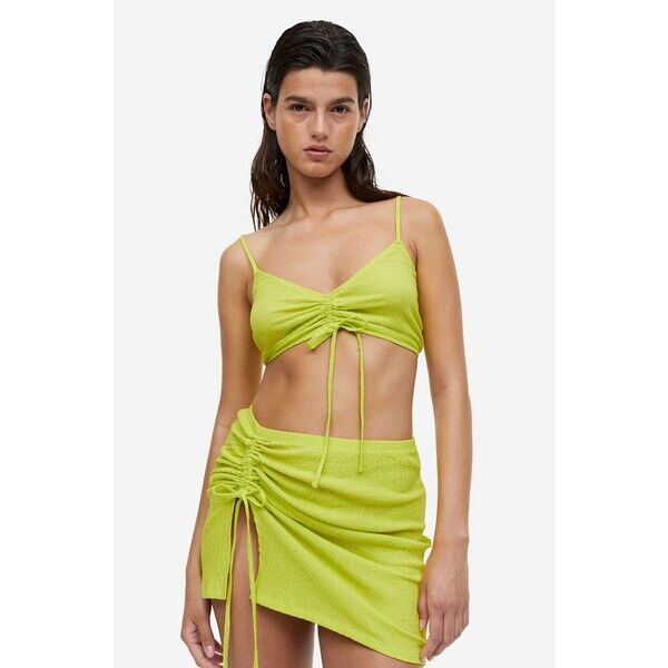 H&M Top plażowy ze sznurkiem do ściągania - 1160304001 Limonkowy
