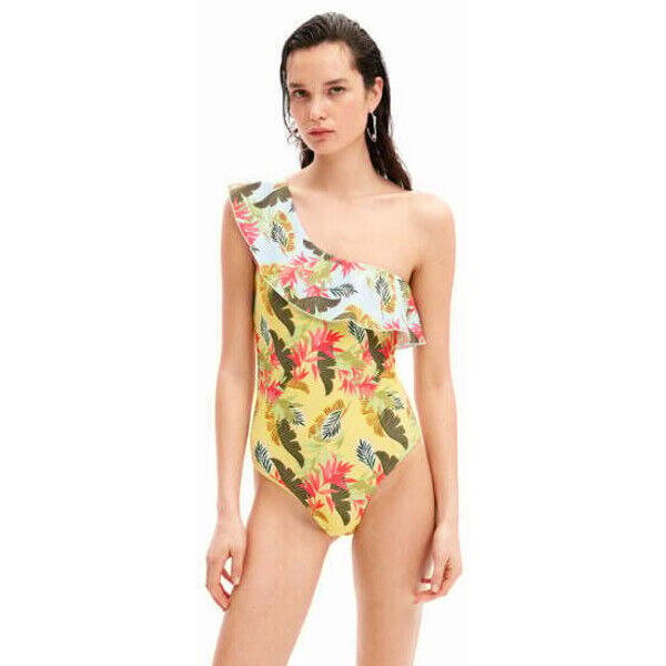 Desigual Kostium kąpielowy z falbaną i dżunglą 24SWMKX39019