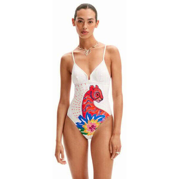 Desigual Kostium kąpielowy na ramiączkach z motywem kotów 24SWMK011000