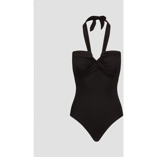 Czarny strój jednoczęściowy kąpielowy damski Seafolly Halter Bandeau One Piece 10271942-black 10271942-black