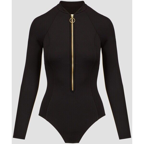 Czarny jednoczęściowy strój kąpielowy damski Seafolly Zip Front Surfsuit 10936942-black 10936942-black