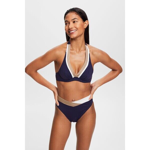 Esprit Trójkolorowa góra od bikini z fiszbinami i wiązaniem na szyi 993EF1A314_400