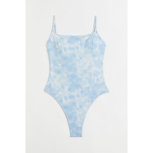 H&M Kostium kąpielowy High leg - Bez rękawów - 0963740010 Jasnoniebieski/Batikowy wzór