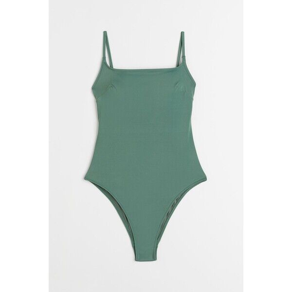 H&M Kostium kąpielowy High leg - Bez rękawów - 0963740010 Dark green