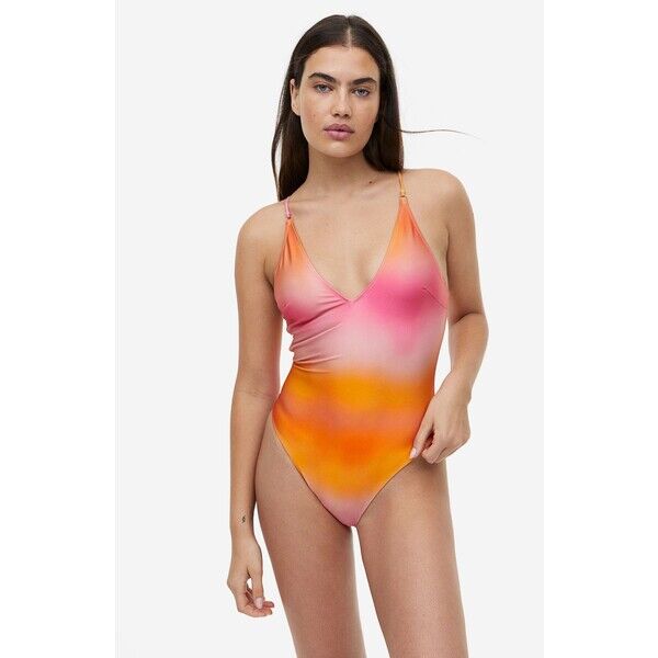 H&M Kostium kąpielowy High Leg - 1143631003 Pomarańczowy/Cieniowanie