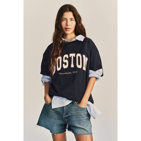 H&M T-shirt z nadrukiem - 1004271048 Granatowy/Boston