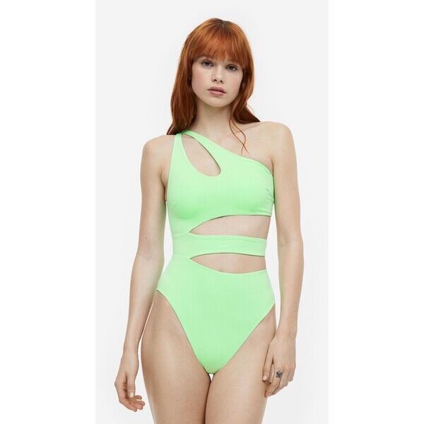 H&M Kostium kąpielowy z wycięciem High-leg - 1150817001 Neonowozielony
