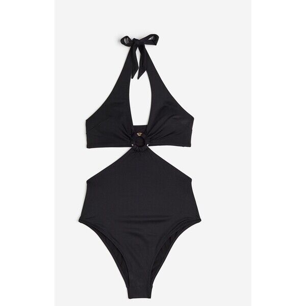 H&M Kostium kąpielowy z mocowaniem na karku High leg - 1142440001 Czarny
