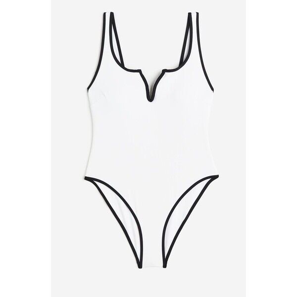 H&M Kostium kąpielowy High-leg - 1150834002 Biały/Czarny