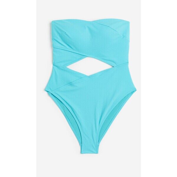 H&M Kostium kąpielowy bandeau High-leg - Bez rękawów - 1130541001 Jaskrawoturkusowy