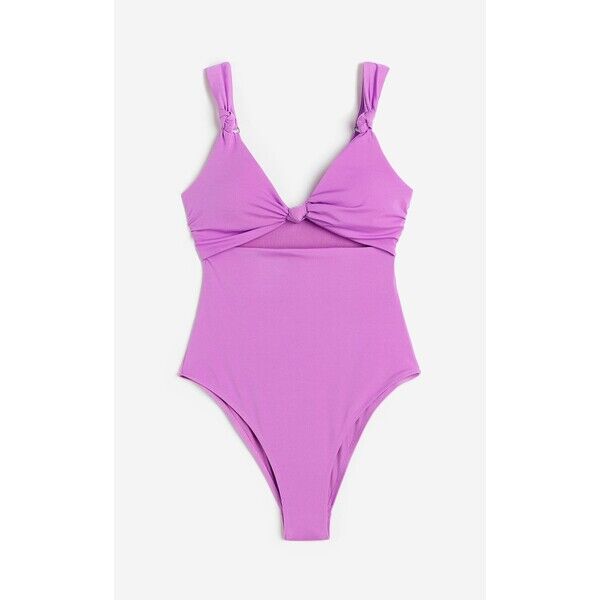 H&M Kostium kąpielowy z wycięciem High-leg - Dekolt w serek - Bez rękawów - 1161816001 Fioletowy