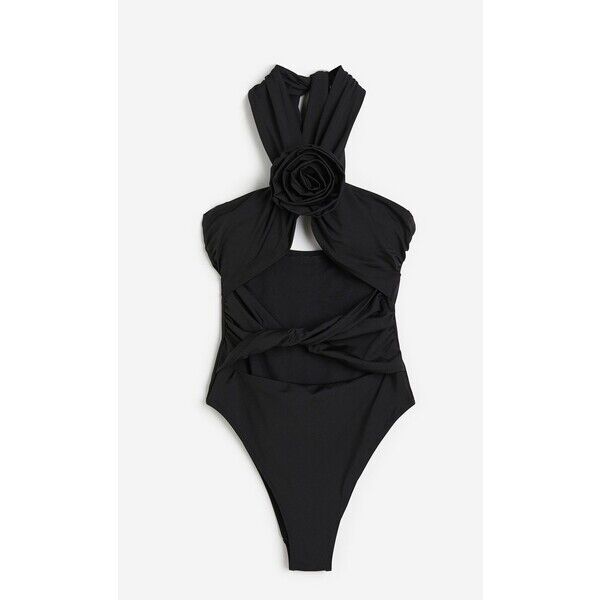 H&M Kostium kąpielowy z wycięciem High leg - Mocowanie na szyi - Bez rękawów - 1154372001 Czarny