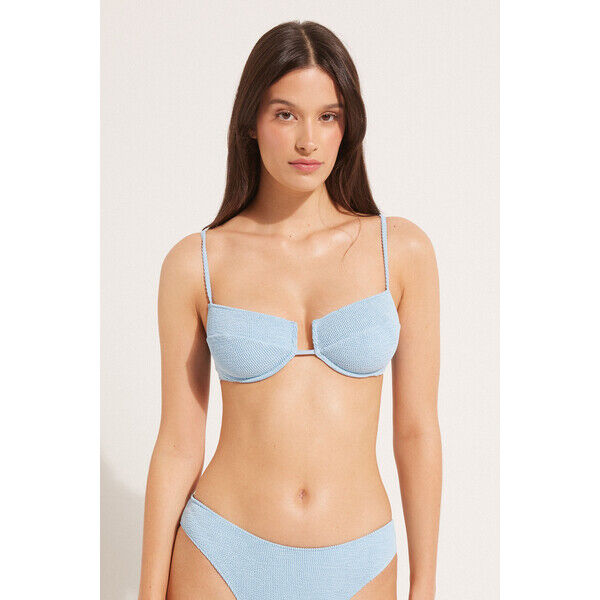 Tezenis Bikini Balkonetka z Głębokim Dekoltem Błękitna Wavy 1KRB1935