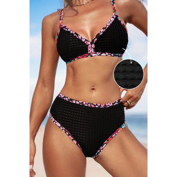 Cupshe Zestaw wielokolorowej góry od bikini w panterkę i spodni z wysokim stanem CAA12C4E090AE