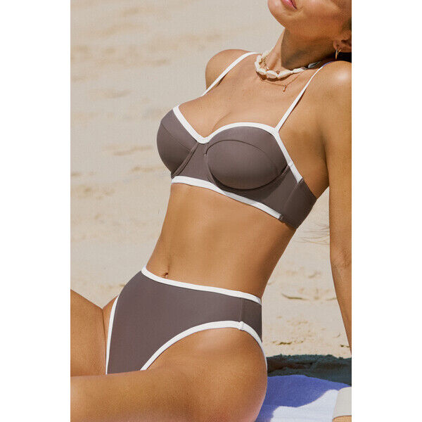 Cupshe Zestaw Colorblock Sweetheart Bikini Top & Cheeky Bottoms 120000203842