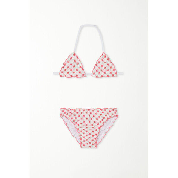 Tezenis Dziewczęca Góra od Bikini Trójkąt w Haftowane Kwiaty
