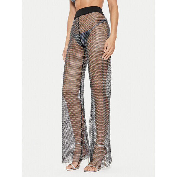 Guess Spodnie materiałowe Net E4YB00 KCDW0 Czarny Regular Fit