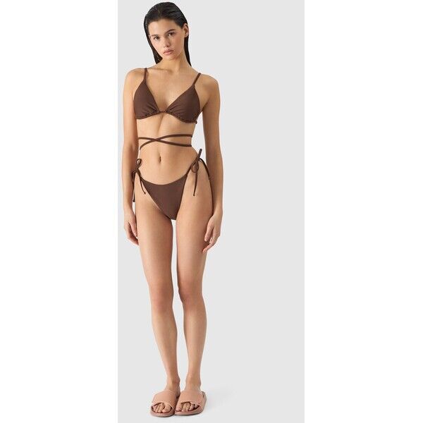 4F Dół od bikini damski - brązowy