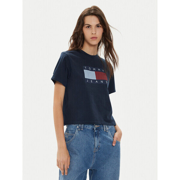 Tommy Jeans T-Shirt Flag DW0DW18629 Granatowy Boxy Fit