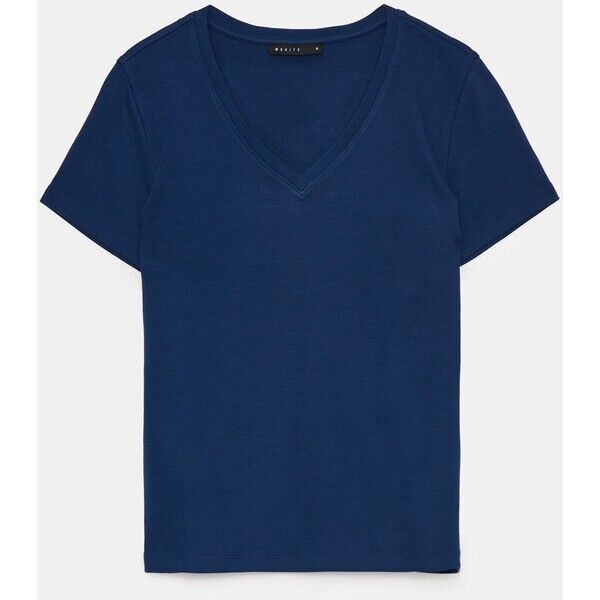 Mohito Granatowy t-shirt z dekoltem V 8878W-59X