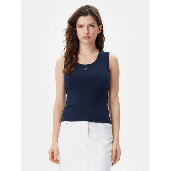 Tommy Jeans Top Essential DW0DW20673 Granatowy Slim Fit