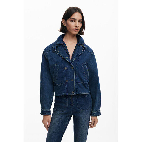 Desigual Kurtka jeansowa z podwójnym kołnierzem 25WWED055053