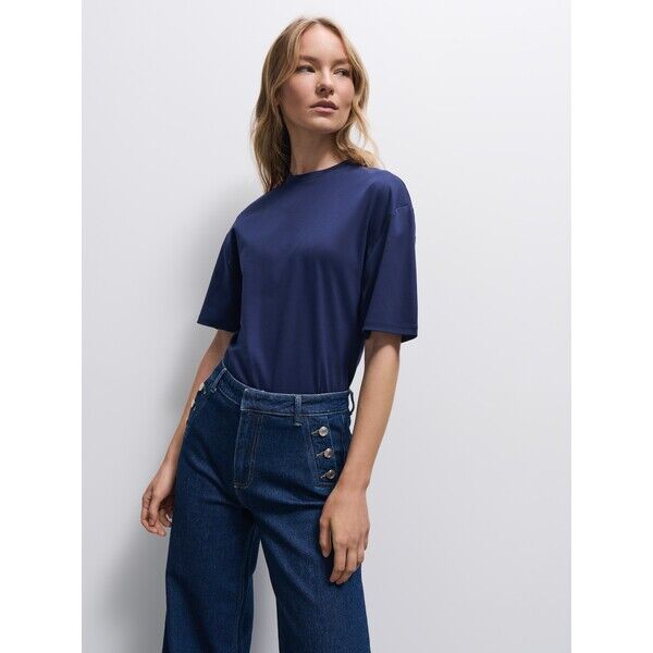 Mohito Granatowy t-shirt z bawełny merceryzowanej 678II-95X