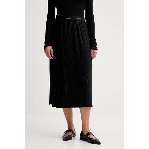 Calvin Klein spódnica  kolor czarny maxi rozkloszowana LV044D632G
