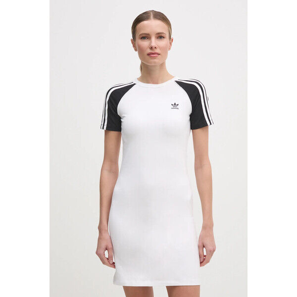 adidas Originals sukienka 3S RAGLAN DRESS  kolor biały mini dopasowana JD0837