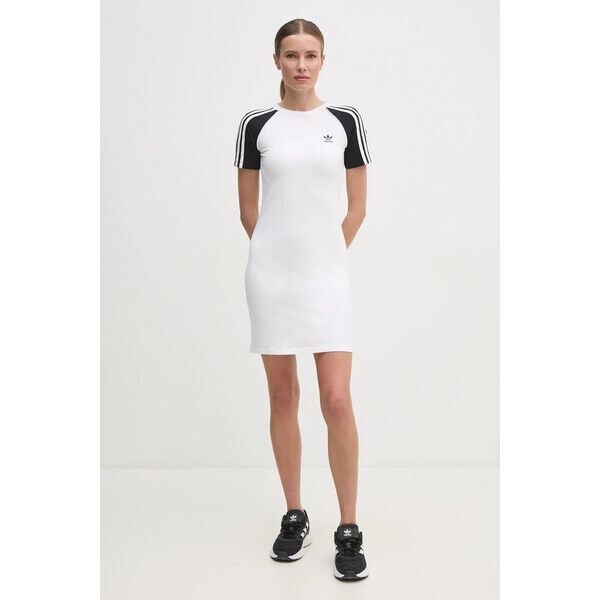 adidas Originals sukienka 3S RAGLAN DRESS  kolor biały mini dopasowana JD0837