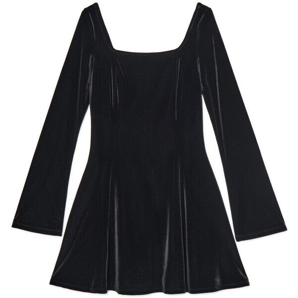 Cropp Welurowa czarna sukienka mini 338FO-99X