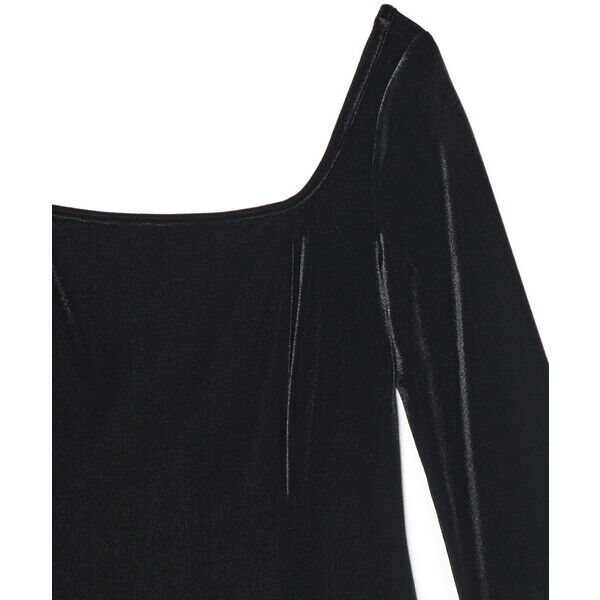 Cropp Welurowa czarna sukienka mini 338FO-99X