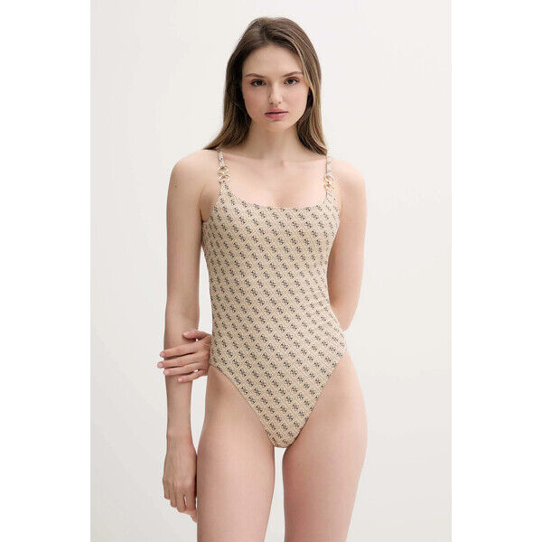 Guess jednoczęściowy strój kąpielowy  kolor beżowy lekko usztywniona miseczka E5GJ45 KCRL2