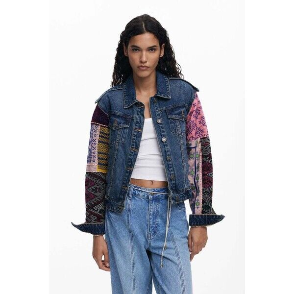 Desigual Kurtka dżinsowa z łączonymi rękawami 25WWED145053