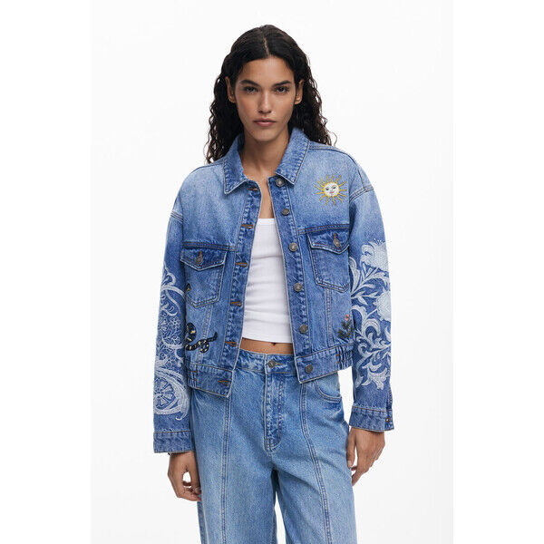 Desigual Kurtka jeansowa z orientalnymi haftami 25WWED075053