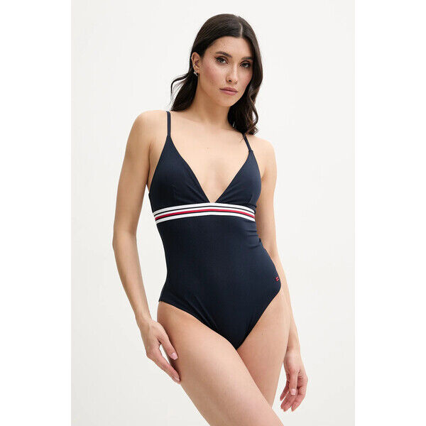 Tommy Hilfiger jednoczęściowy strój kąpielowy  kolor granatowy lekko usztywniona miseczka UW0UW05847