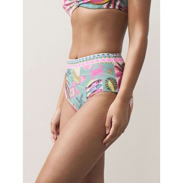 Next Green/Pink Lobster Conversational - Dół bikini z nadrukiem H55-861