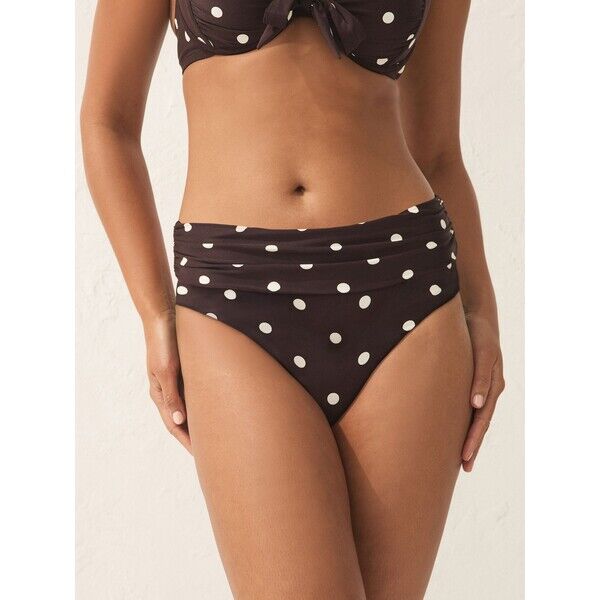Next Czekoladowy brąz/kremowy w kropki - Doły od bikini W62-648