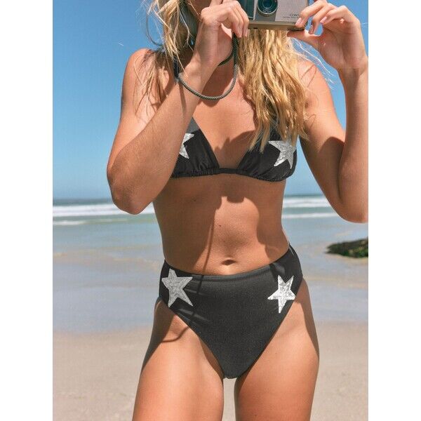 Wysoko wycięty dół bikini Rockett St George z cekinami AG8-462
