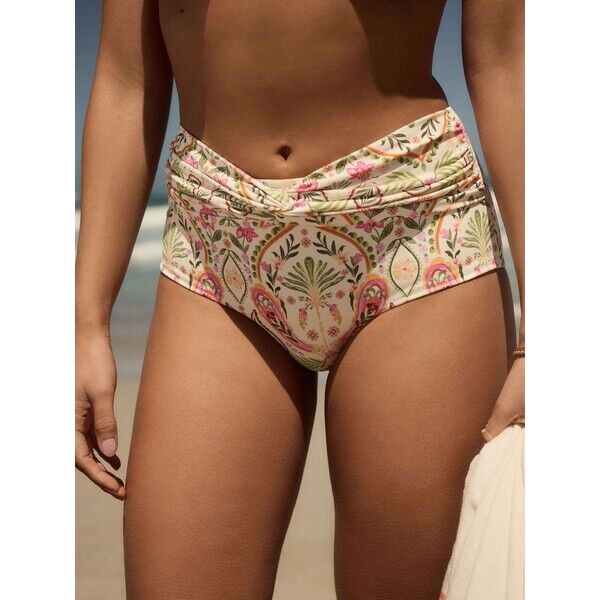 Next Kremowy/różowy we wzór paisley - Doły od bikini E51-608