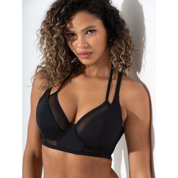 Pour Moi Sydney Underwired Mesh Longline Double Strap Bikini Top W36-935