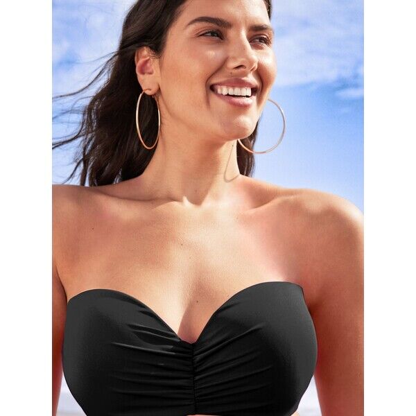 Next Czarny - Góra bikini z fiszbinami i dekoltem bandeau 915-258