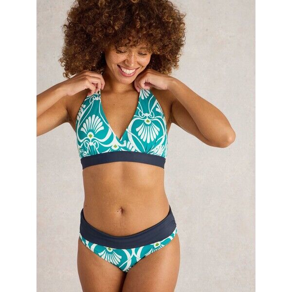 Niebieski - Biała dwustronna góra bikini White Stuff Sunshine AP7-689