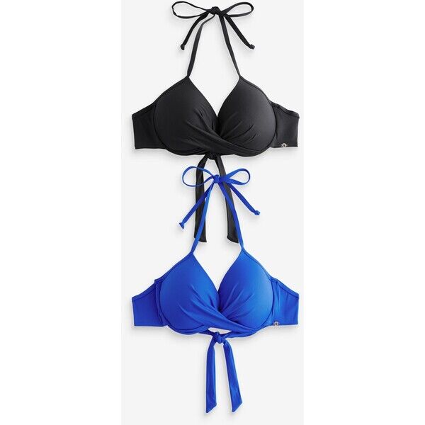 Next Niebieski/czarny - Zestaw 2 usztywnianych topów bikini z fiszbinami E51-572