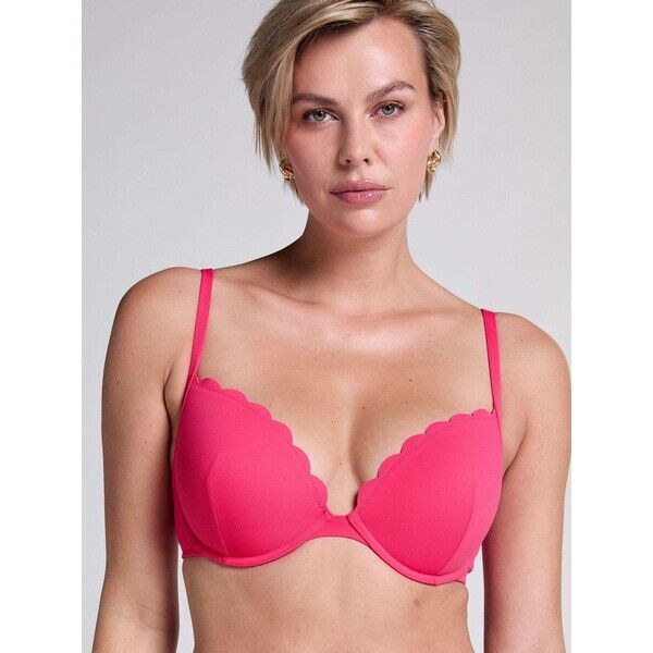Różowy - Hunkemoller Scallop Push-up Underwired Bikini Top Cup A - E F75-192