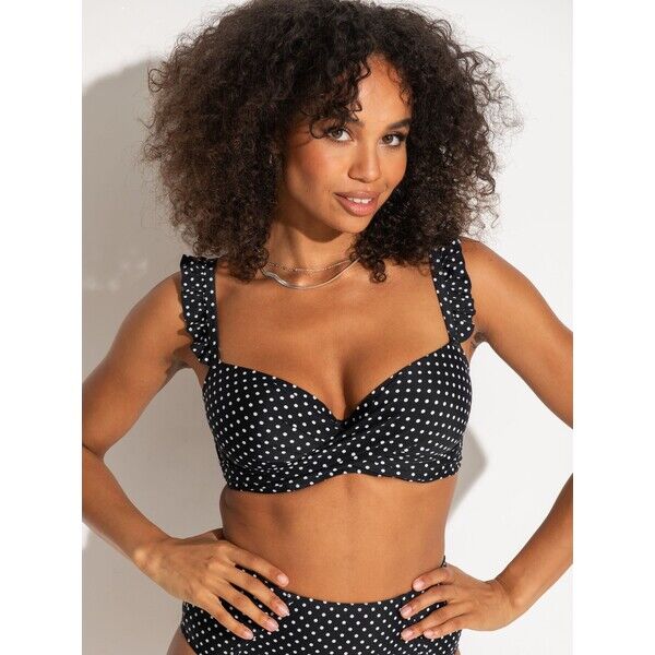 Czarny - Góra bikini Pour Moi Sicily o wydłużonym kroju z fiszbinami N67-884