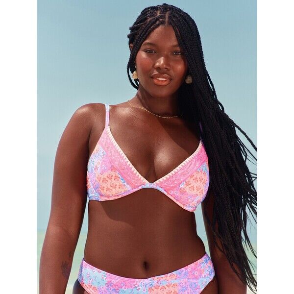 Hollister Blue Rib Plunge Underwire Bikini Top W29-418