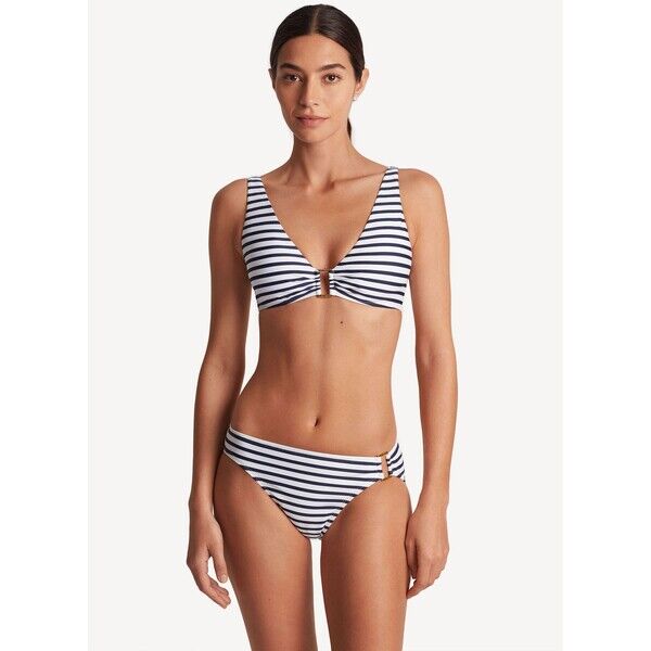 Góra bikini Lauren Ralph Lauren Luxe z pierścieniem z przodu i wzorem w paski AJ6-772
