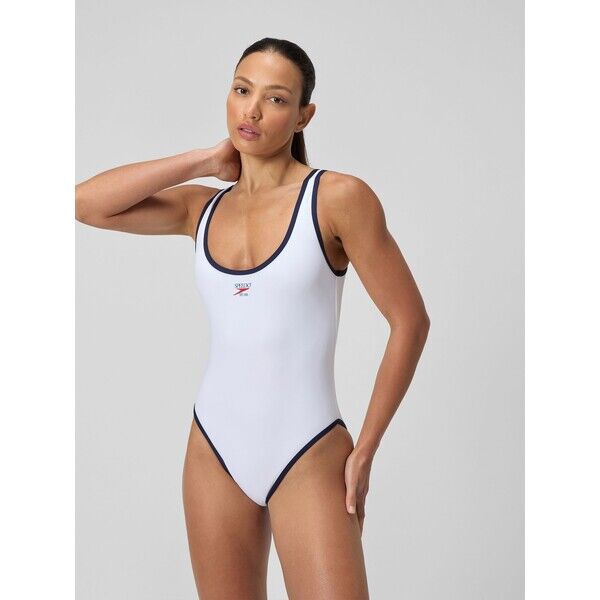 Speedo Womens Solid Scoop Bound Swimsuit F78-209